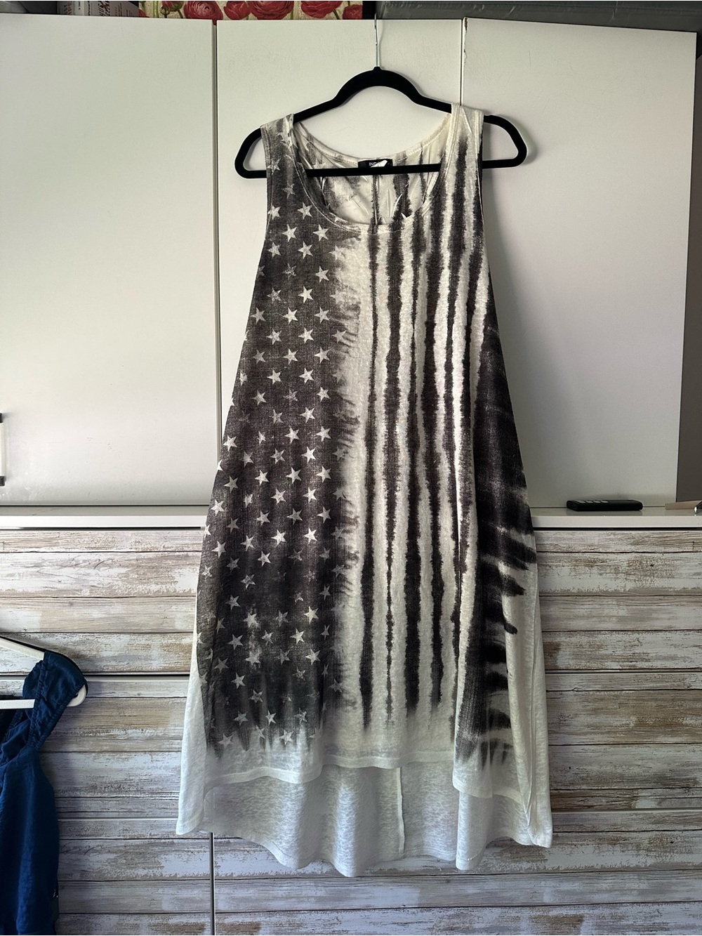 🇺🇸 ING Plus American Flag High Low Dress 1X Sleeveless Patriotic Lined